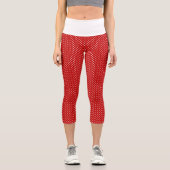 Red & White Christmas Polka Dot Pattern Hoch Capri Leggings (Vorderseite)
