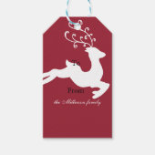 Red White Christmas Reindeer Geschenkanhänger (Vorderseite)