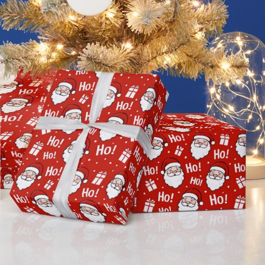 Red & White Christmas Santa Claus Pattern Geschenkpapier (Feiertage)