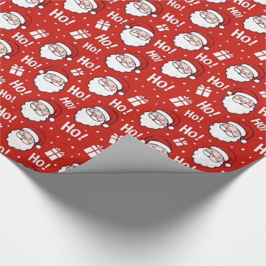 Red & White Christmas Santa Claus Pattern Geschenkpapier (Ecke)