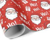 Red & White Christmas Santa Claus Pattern Geschenkpapier (Rolleneckpunkt)