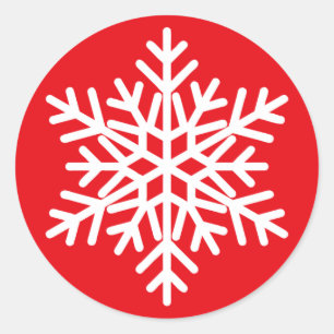 Red White Christmas Snowflags Design Runder Aufkleber