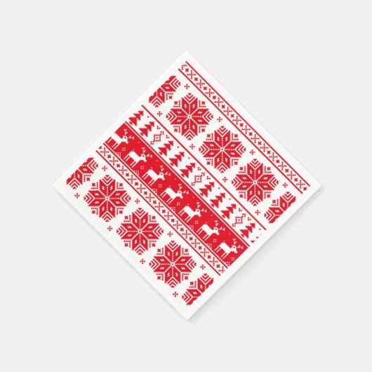 Red & White Christmas Sweater Muster Papier Napkin Serviette (Ecke)