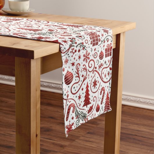 Red White Christmas Table Runner Mittelgroßer Tischläufer (Beispiel)