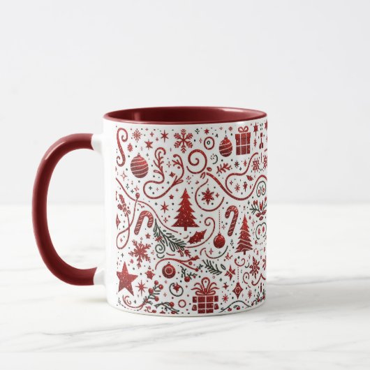 Red White Christmas Tasse (Links)