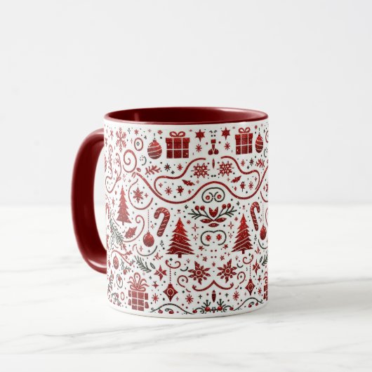 Red White Christmas Tasse (Vorderseite Links)