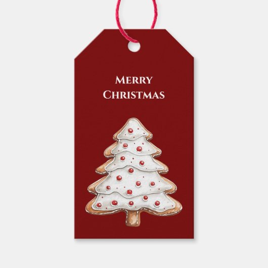 Red White Christmas Tree Geschenkanhänger (Vorderseite)