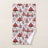 Red White Christmas Tree Pattern#4 ID1009 Badhandtuch Set (Handtuch)