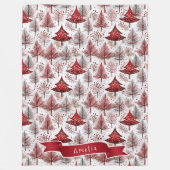 Red White Christmas Tree Pattern#4 ID1009 Fleecedecke (Vorderseite)
