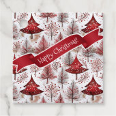 Red White Christmas Tree Pattern#4 ID1009 Geschenkanhänger (Vorderseite)