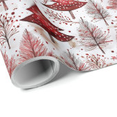 Red White Christmas Tree Pattern#4 ID1009 Geschenkpapier (Rolleneckpunkt)