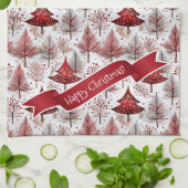 Red White Christmas Tree Pattern#4 ID1009 Geschirrtuch (Gefaltet)
