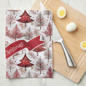 Red White Christmas Tree Pattern#4 ID1009 Geschirrtuch (Viertel Falte)