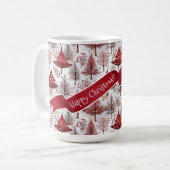 Red White Christmas Tree Pattern#4 ID1009 Kaffeetasse (Vorderseite Links)
