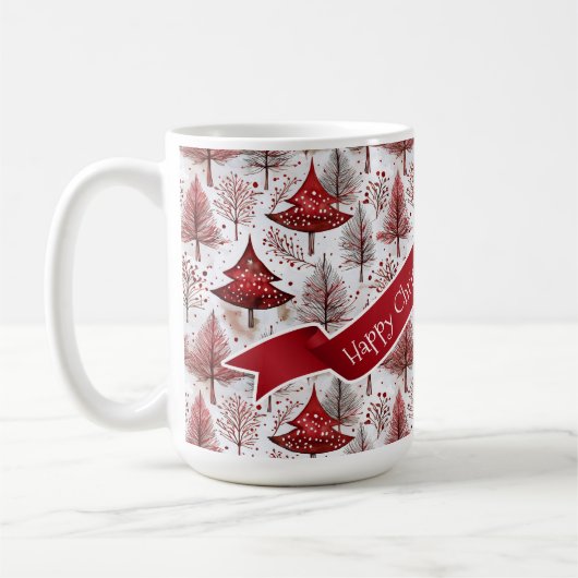 Red White Christmas Tree Pattern#4 ID1009 Kaffeetasse (Links)