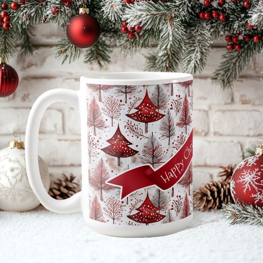 Red White Christmas Tree Pattern#4 ID1009 Kaffeetasse