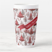 Red White Christmas Tree Pattern#4 ID1009 Milchtasse (Vorderseite)