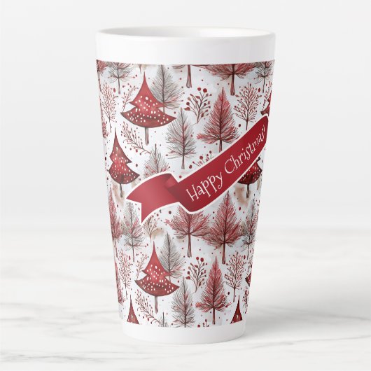 Red White Christmas Tree Pattern#4 ID1009 Milchtasse (Vorderseite)