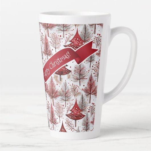 Red White Christmas Tree Pattern#4 ID1009 Milchtasse (Rechts)