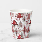 Red White Christmas Tree Pattern#4 ID1009 Pappbecher (Rückseite)