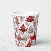Red White Christmas Tree Pattern#4 ID1009 Pappbecher (Rechts)