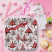 Red White Christmas Tree Pattern#4 ID1009 Pappteller (Party)