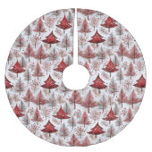 Red White Christmas Tree Pattern#4 ID1009 Polyester Weihnachtsbaumdecke (Vorderseite)