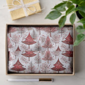 Red White Christmas Tree Pattern#4 ID1009 Seidenpapier (Geschenk)