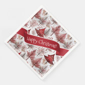 Red White Christmas Tree Pattern#4 ID1009 Serviette (Ecke)