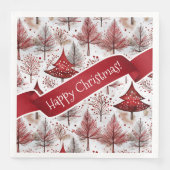 Red White Christmas Tree Pattern#4 ID1009 Serviette (Vorderseite)