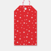 Red & White Christmas Tree Stars & Name Typography Geschenkanhänger (Rückseite)