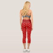 Red & White Christmas Tree und Snowman Pattern Capri Leggings (Rückseite)