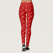 Red & White Christmas Tree und Snowman Pattern Leggings (Rückseite)