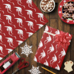 Red White Christmas Tribal Dragon Geschenkpapier<br><div class="desc">Nebenprofil eines weißen Stamm-Tintendrachen in einem Hintergrund von rot.</div>