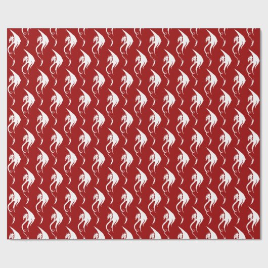 Red White Christmas Tribal Dragon Geschenkpapier (Flach)