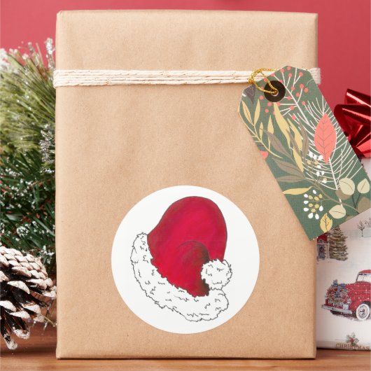 Red White Christmas Weihnachten Weihnachtsmann Wei Runder Aufkleber (Feiertag)