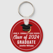 Red White Class of 2023 Personalisiert Graduate Gi Schlüsselanhänger (Vorderseite)