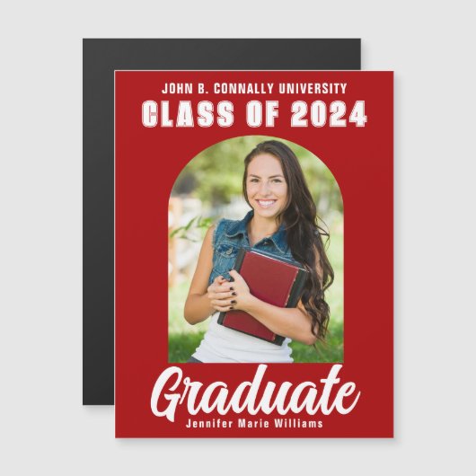 Red White Class of 2025 Foto Abschluss Magnet (Vorne/Hinten)