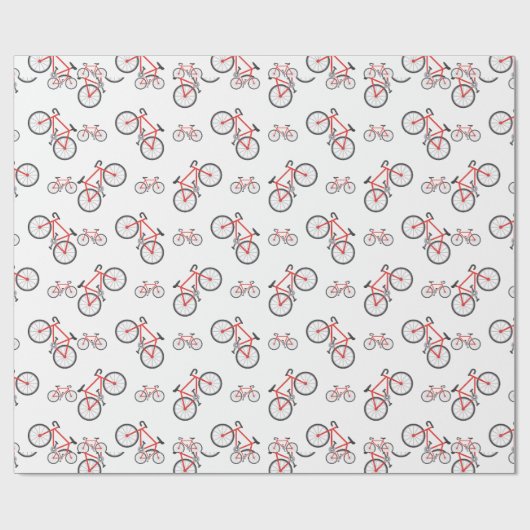 Red White Classic Bicycle Pattern Christmas Geschenkpapier (Flach)