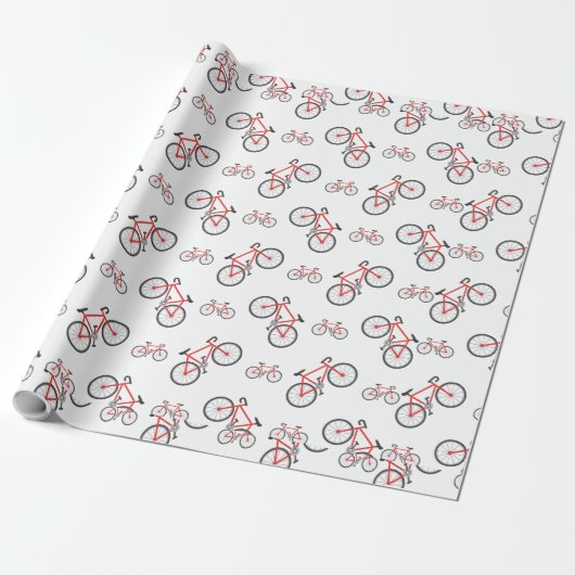 Red White Classic Bicycle Pattern Christmas Geschenkpapier (Ungerollt)