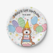 Red White Cockapoo Cavapoo Dog Birthday Pappteller (Vorderseite)