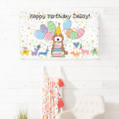 Red White Cockapoo Cavapoo Dog Birthday Party Banner (Insitu)