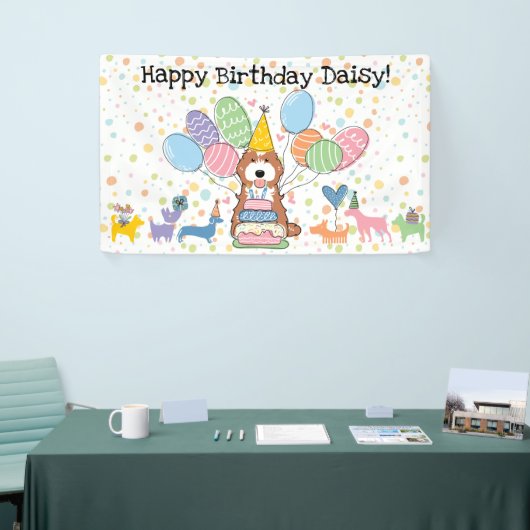 Red White Cockapoo Cavapoo Dog Birthday Party Banner (Messeveranstaltung)