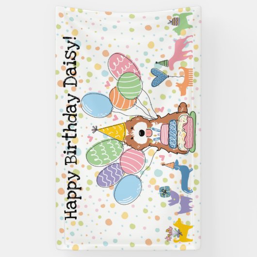 Red White Cockapoo Cavapoo Dog Birthday Party Banner (Vertikal)