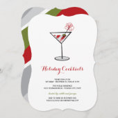 Red White Cocktail Martini Moderne Feier Einladung (Vorne/Hinten)