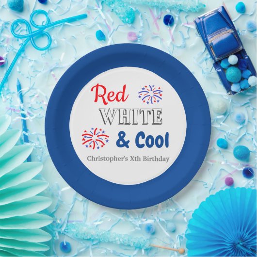 Red White & Cool 4. Juli Geburtstag Pappteller (Party)