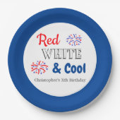 Red White & Cool 4. Juli Geburtstag Pappteller (Vorderseite)