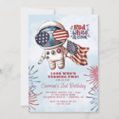 Red White & Cool Astronaut 2. Geburtstag Einladung (Vorderseite)