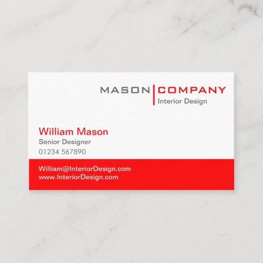Red & White Corporate Business Card Visitenkarte (Vorderseite)