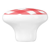 Red & White Country Gingham Checkered Schachbrett Keramikknauf (Seitenansicht)
